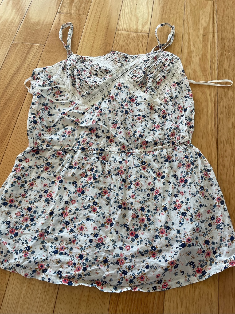New women mango Floral Spaghetti-Strap Dress - White with Pink & Navy Flowers